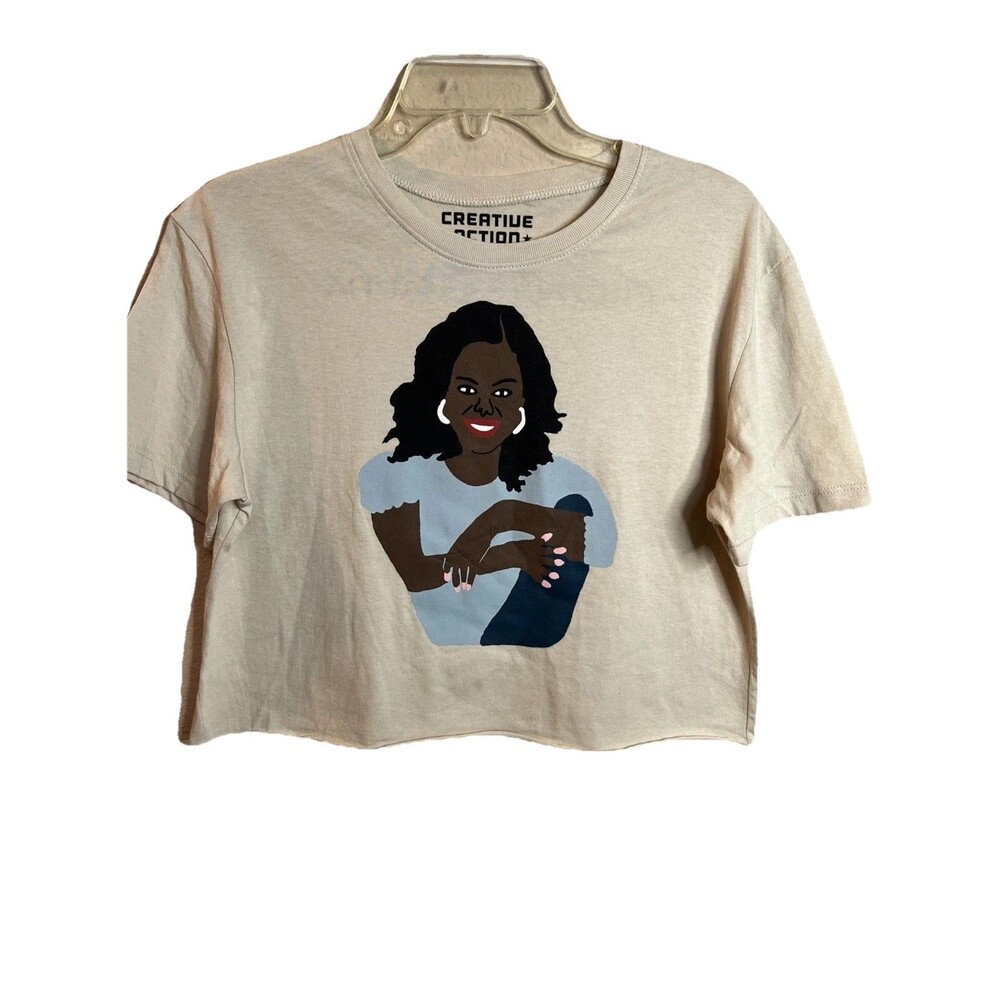 Michelle Obama Cropped Tan Tshirt Size Small NWOT